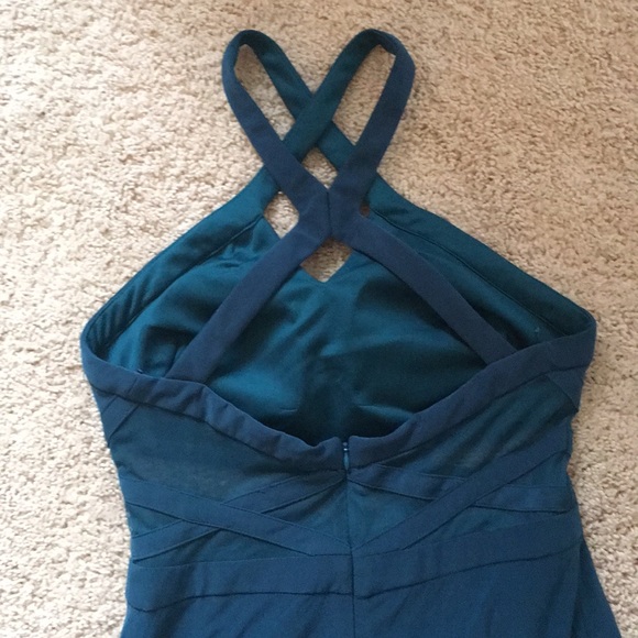 Long Jade Green Dress with Cross Straps - Picture 3 of 6